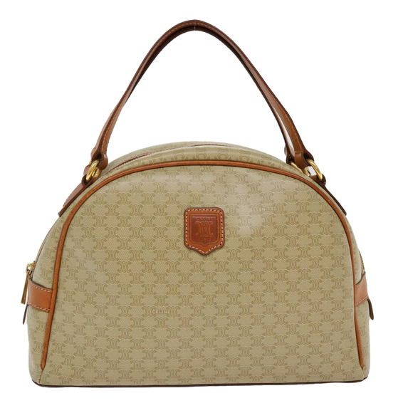 CELINE Macadam Canvas Hand Bag PVC Leather Beige Auth 38694 - Picture 13 of 16